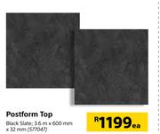 Postform Top 3.6m x 600mm x 32mm-Each