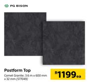 PG Bison Postform Top 3.6m x 600mm x 32mm-Each