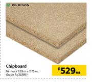 PG Bison Chipboard 16mm x 1.83m x 2.75m-Each
