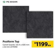 PG Bison Postform Top 3.6m x 600mm x 32mm-Each