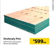 Shutterply Pine 2.44m (l) x 1.22m (w) x 18mm (d)-Each