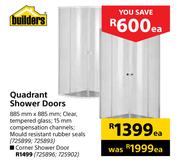 Builders Quadrant Shower Doors 885mm x 885mm-Each