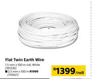 Flat Twin Earth Wire White-2.5mm x 100m Roll 