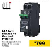CBI 63A Earth Leakage No Overload Protector