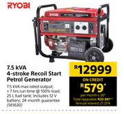 Ryobi 7.5 KVA 4 Stroke Recoil Start Petrol Generator