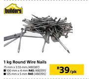 Builders 1Kg Round Wire Nails 100mm x 4mm-Per Pack