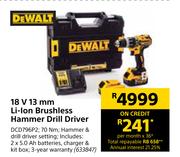 Dewalt 18V 13mm Li-Ion Brushless Hammer Drill Driver
