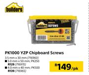 Builders PK500 YZP Chipboard Screws 4.0mm x 40mm-Per Pack