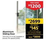 Aluminium Sliding Door 1.8m (h) x 2.1m (w)