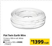 Flat Twin Earth Wire White 2.5mm x 100m Roll Per Roll