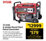 Ryobi 7.5 kVA 4 Stroke Recoil Start Petrol Generator