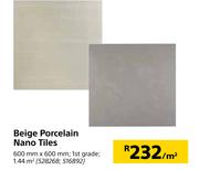 Beige Porcelain Nano Tiles 600 mm x 600 mm-Per Sqm