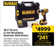 Dewalt 18V 13mm Li-Ion Brushless Hammer Drill Driver DCD796P2