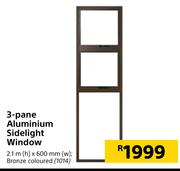 3 Panel Aluminium Sidelight Window 2.1m (h) x 600mm (w)