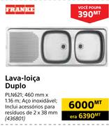Franke Lava Loica Duplo PLN621-460mm x 1.16m