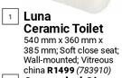 Lusso Luna Ceramic Toilet 540mm x 380mm x 385mm