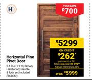 Horizontal Pine Pivot Door