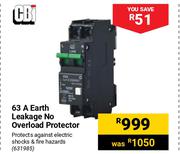 CBI 63A Earth Leakage No Overload Protector