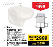 Lusso Luna Ceramic Toilet & Concealed Cistern & White Flushplate-For Both