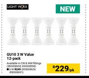 Lightworx GU10 3W Value 12 Pack-Per Pack