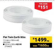 Flat Twin Earth Wire 1.5mm x 100m Roll