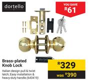 Dortello Brass Plated Knob Lock