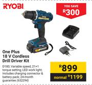 Ryobi One Plus 18V Cordless Drill Driver Kit