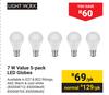 Lightworx 7W Value 5 Pack LED Globes-Per Pack