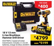 DeWalt 18V 13mm Li-Ion Brushless Hammer Drill Driver DCD796P2