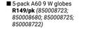 Lightworx A60 5-Pack 9W Globes-Per Pack