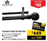 Design House Curtain Track & Pole Set-2.5m x 25mm