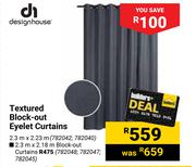 Designhouse Textured Block-Out Eyelet Curtains-2.3m X 2.23m