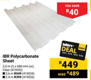 IBR Polycarbonate Sheet 3.6m