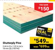 Shutterply Pine 2.44m(l) x 1.22m(w) x 18mm(d) Each