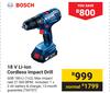 Bosch 18V Li-Ion Cordless Impact Drill