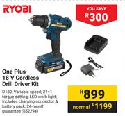 Ryobi One Plus 18V Cordless Drill Diver Kit D180