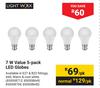 Lightworx 7W Value 5-Pack LED Globes-Per Pack