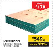 Shutterply Pine 2.44m(l) X 1.22m(w) X 18mm(d)
