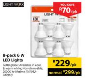 Lightworx 8 Pack 6W LED Lights-Per Pack