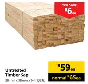 Untreated Timber Sap 38mm x 38mm x 6m-Each