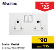 Voltex White Socket Outlet 6 x 3, 16A 