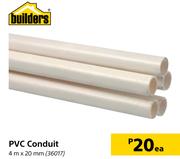 Builders PVC Conduit 4m x 20mm-Each