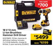 Dewalt 18V 13mm Li-Ion Brushless Hammer Drill Driver