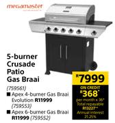 Megamaster 5 Burner Crusade Patio Gas Braai
