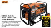 Grip 7.0 KVA 4 Stroke Recoil Electric Start Petrol Generator