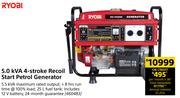 Ryobi 5.0 KVA 4 Stroke Recoil Start Petrol Generator