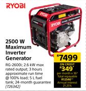 Ryobi 2500W Maximum Inverter Generator