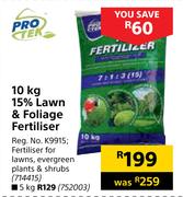 Protek 15% Lawn & Foliage Fertiliser-10Kg