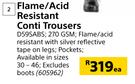 Beck Flame/Acid Resistant Conti Trousers-Each