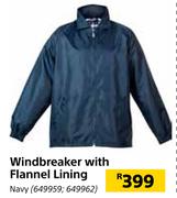 Windbreaker With Flannel Lining (Navy)
